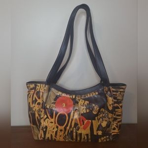 📰 Vintage Bertotti - Newspaper Print Leather Purse